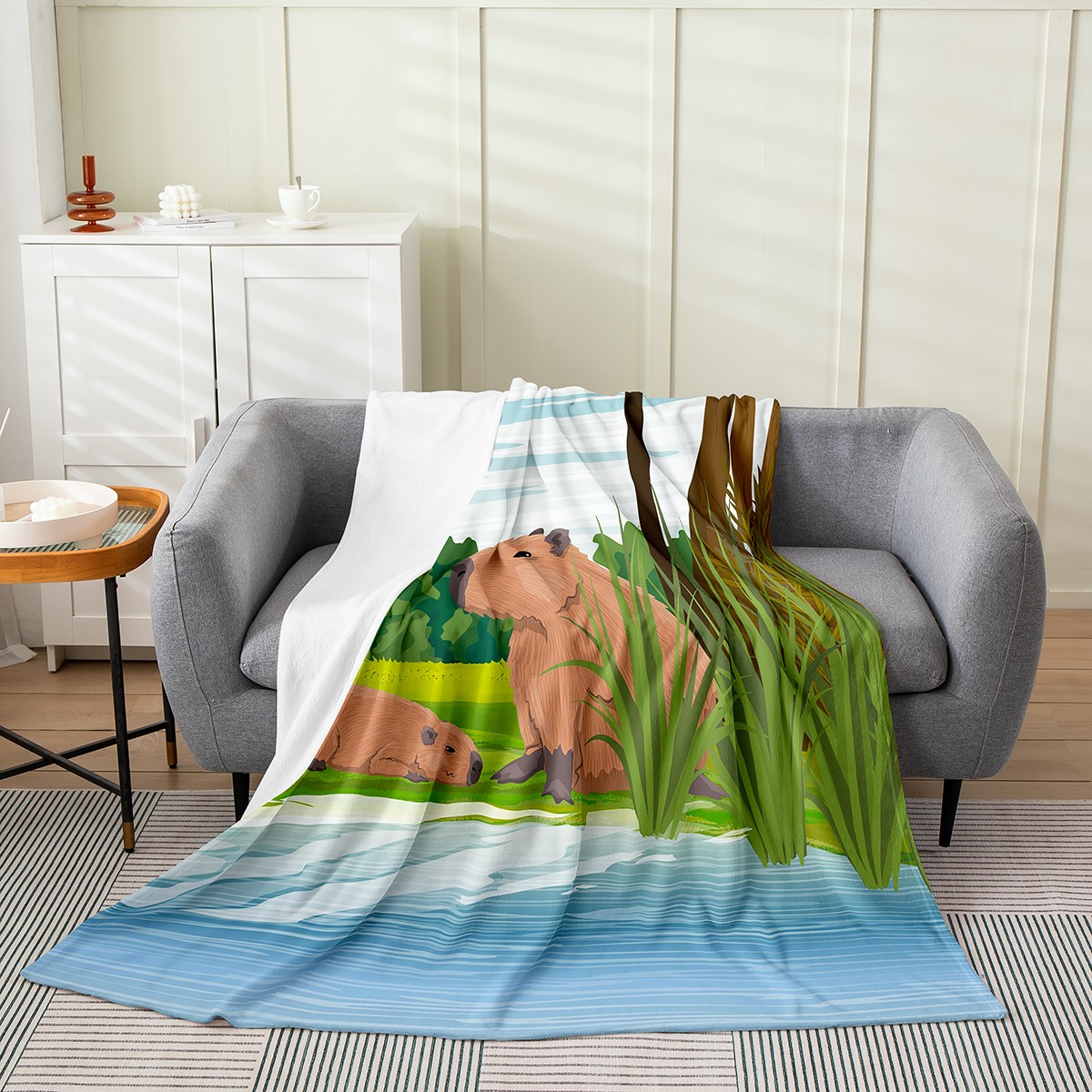 Kawaii Cartoon Capybara Hooded Blanket Pajamas