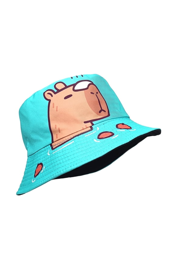 Cartoon Capybara Character Bucket Hat Airflow Design Compact for Day Trip