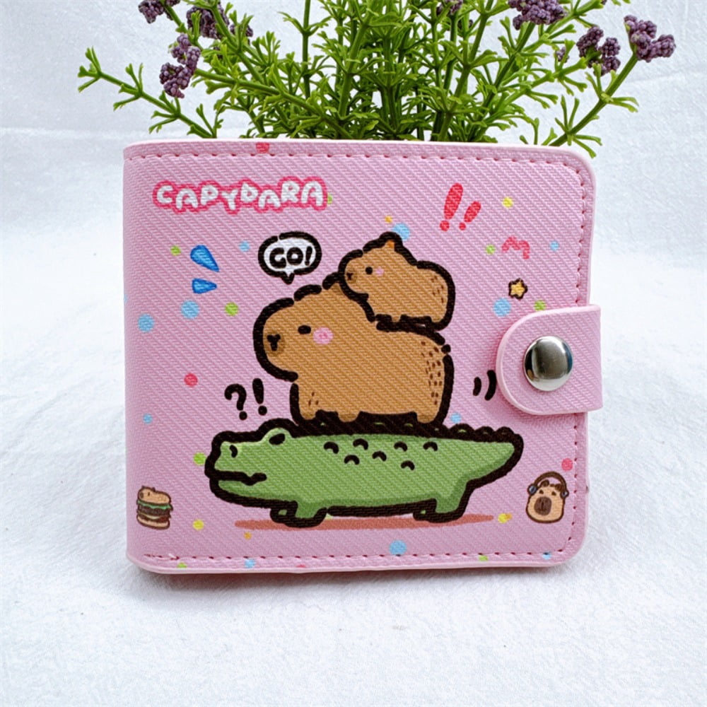Cartoon Capybara Wallet Short Money Bag Foldable Cute Coin Purse PU ...