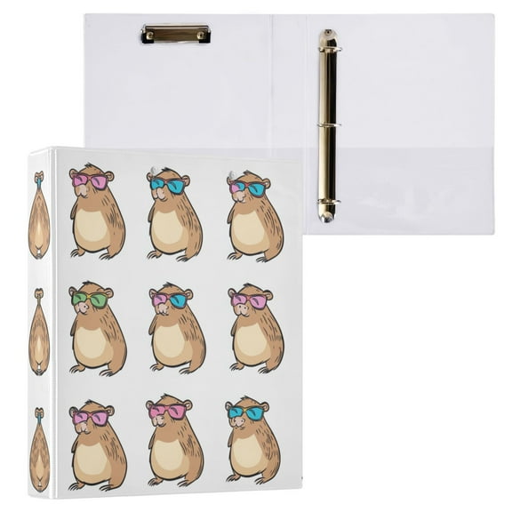 Cartoon Capybaras Pattern 3 Ring Hardcover Binders 1.5in Round Rings for Letter-Size Folder Paper Organizer Pockets for Office Student Recipe