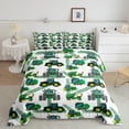 thumbnail image 1 of Cartoon Car Bedding Set,Equipment Trucks Comforter Set Full,Excavators Down Comforter,Heavy Machinery Truck Crane Duvet Set Teens Construction Site Cars Quilt Set,Green, 1 of 6