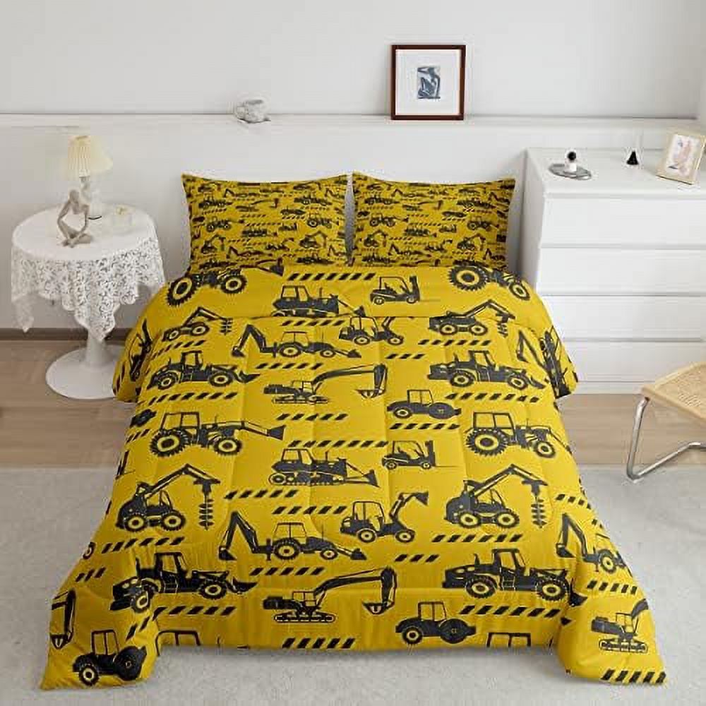 Cartoon Car Comforter Set Excavator Truck Comforter for Kids Boys Girls