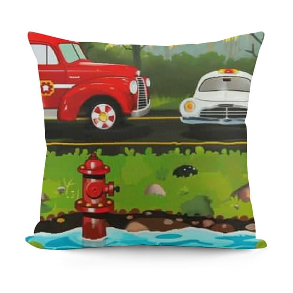 Cartoon Car Fitted Sheet,Full Size Ambulance Collections Red Cars Theme,Soft Decorative Fabric Bedding Deep Pocket for Children Teens Young Boys Girls,with Pillowcases