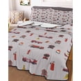 thumbnail image 1 of Cartoon Car Full Size Down Alternative Comforter, Lightweight Comforter Quilt Bedding Set with Pillow Shams Funny Red Black Fire Truck Print Vintage All Seasons Bed Comforter Duvet Insert 78"x90", 1 of 7