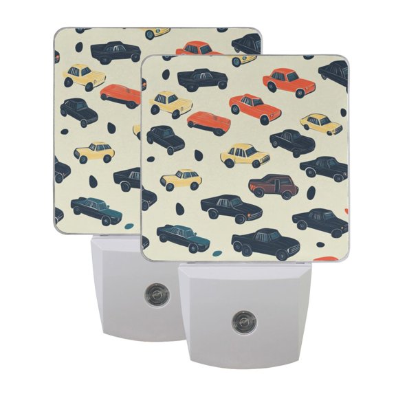 Cartoon Car LED Night Light with Smart Sensor Plug Into Wall Dusk to Dawn 2 packs