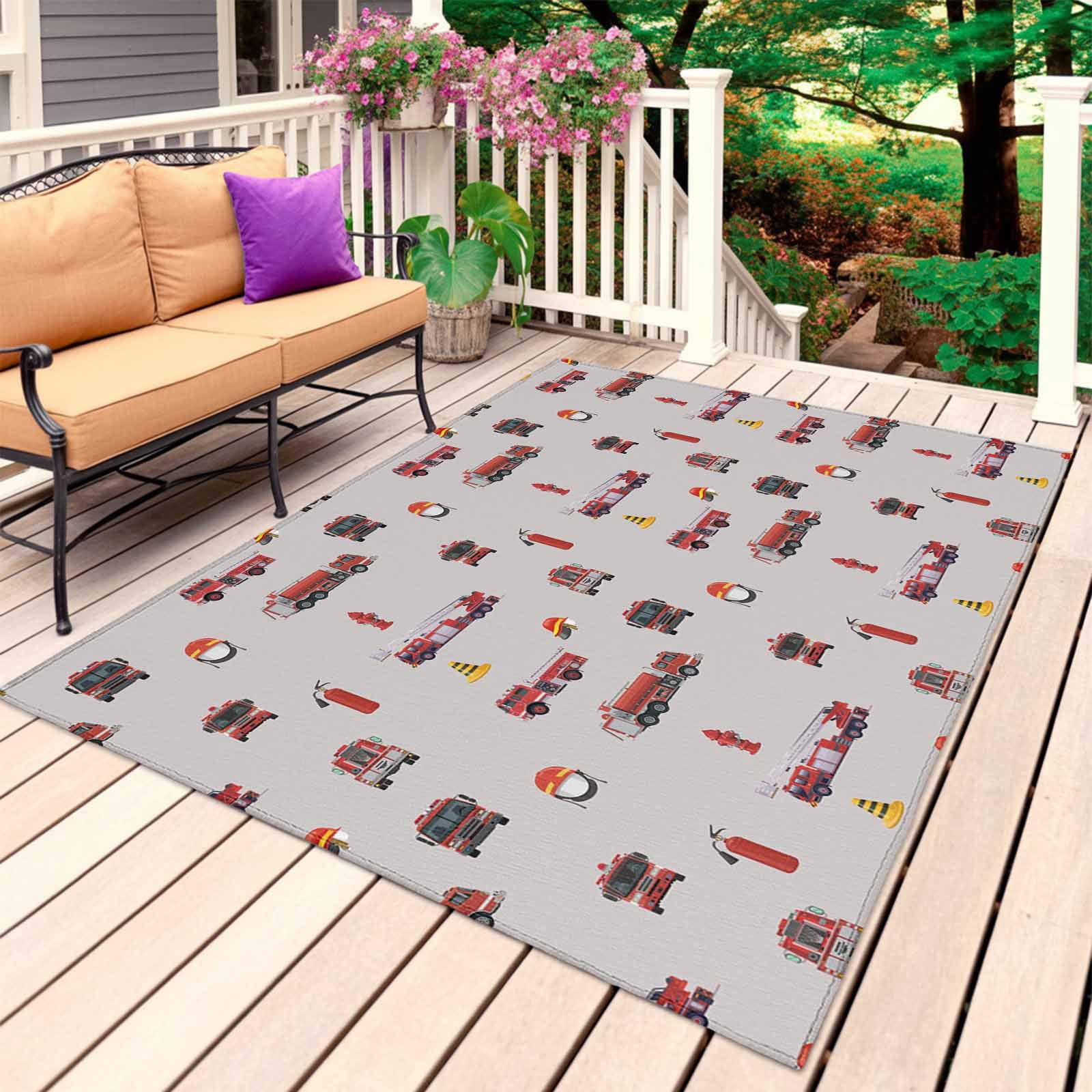 Cartoon Car Outdoor Rug 3x5 Ft, Non Slip Washable Area Rug, Funny Red ...