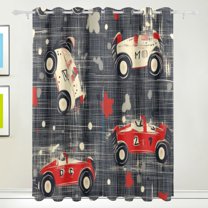 Cartoon Car Print on Gray Background Seamless Blackout Curtains for Living Room Bedroom 55W x 72/84L Insulated Window Drapes 2 Panels