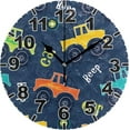 thumbnail image 1 of Cartoon Car Round Wall Clock, Battery Operated Silent Non Ticking Desk Clock for Home Bedroom Kitchen Office School Wall Clock 9.9 Inch Home Decor, 1 of 6