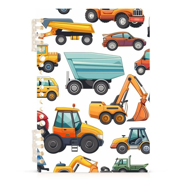 Cartoon Car Truck Engineering Excavator Spiral Journal Notebook College Ruled Notebook 8.3" x 5.7" A5 Lined Thick Paper Page