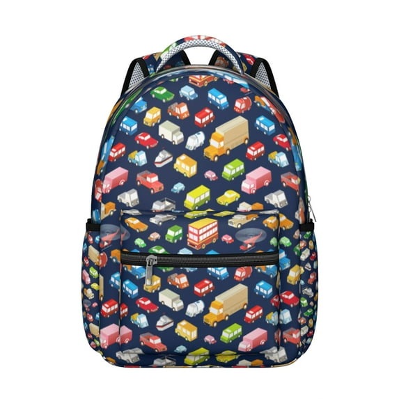 Cartoon Car Waterproof School Backpack with Spinal Support - Ergonomic Student Backpack for Teens, Lightweight & Durable Bookbag
