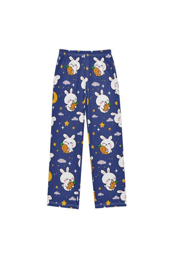 Cartoon Carrot Moon Pattern Pajama Pants Soft Lightweight Lounge Pants Bottoms Sleep Pants Warm Comfy