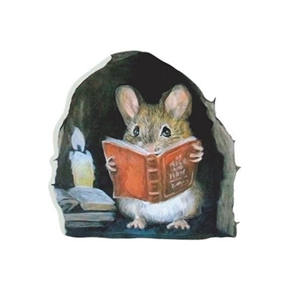 Cartoon Cartoon Cute Candlelight Reading Mice Stick Mouse Hole Home Wall Decoration Wall Stickers