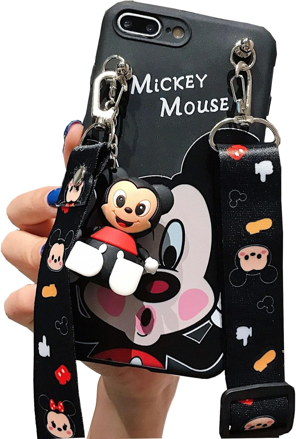 Cartoon Case 3D Doll,Phone Holder,Necklace Strap Soft iPhone