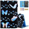 thumbnail image 1 of Cartoon Case for Fire HD 8 (8th Generation 2018 /7th Generation 2017 /6th Generation 2016 Release), Fold Stand Magnetic Leather Protector Wallet Flip Cute Case with Auto Sleep Wake, Blue Butterflies, 1 of 8