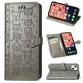 thumbnail image 1 of Cartoon Case for iPhone 13 Mini(2021), Allytech Embossed Animal PU Leather Impact Resistant TPU Back Card Slots Magnetic Closure Hand Strap Stand Cover for iPhone 13 Mini 5.4" 2021, Gray, 1 of 4