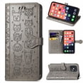thumbnail image 1 of Cartoon Case for iPhone 13 Pro Max(2021), Allytech Embossed Animal PU Leather Impact Resistant TPU Back Card Slots Magnetic Closure Hand Strap Stand Cover for iPhone 13 Pro Max 6.7" 2021, Gray, 1 of 4
