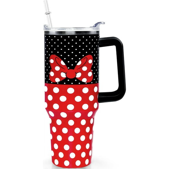 Cartoon Castle Tumbler 40 Oz With Lid and Straw Stainless Steel Insulated with Handle Blue Firework Travel Coffee Mug - Birthday,Christmas Gift