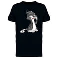 thumbnail image 1 of Cartoon Cat Asking For Food T-Shirt Men -Image by Shutterstock, Male Large, 1 of 2