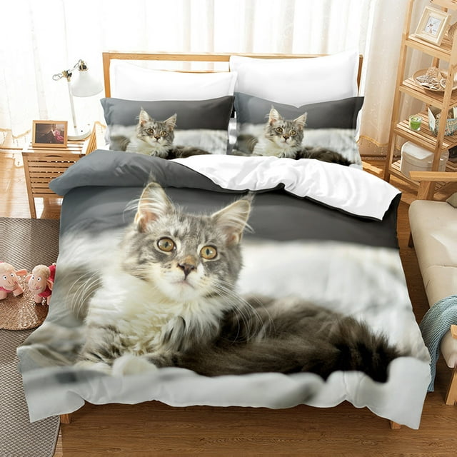 Cartoon Cat Comforter Cover Set Full Size, Cat Bedding Set,Cute Cat ...