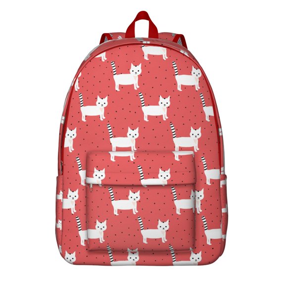 Cartoon Cat Design Backpack – Cute Vintage Cat Illustration Pattern Daypack for School and Outdoor Activities