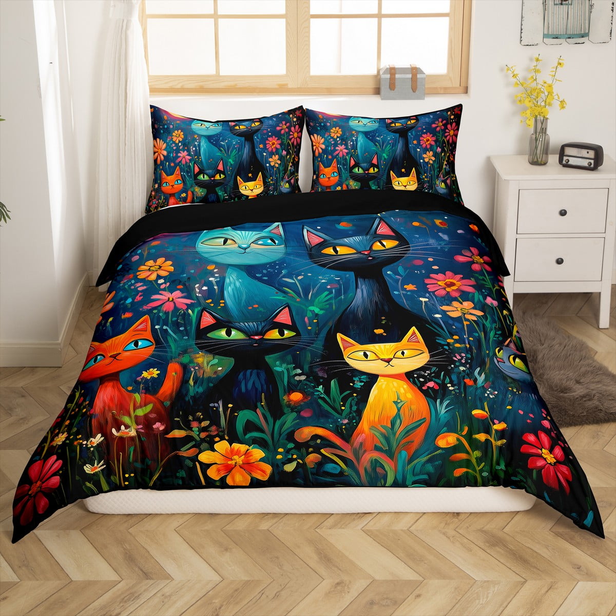 Floral Dream Cat CW2212018CL Quilted Headboard Slipcover main image 0