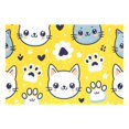 Cartoon Cat Face and Paw Placemats Set of 1 12x18 inch Table Place Mats