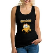 QNIOACN Cartoon Cat Garfield Tank Tops Womens Summer Sleeveless Tee Casual Running Workout Sport Vest, Women'sTank Top Sleeveless, Ladies Round Neck Tops
