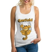 QNIOACN Cartoon Cat Garfield Tank Tops Womens Summer Sleeveless Tee Casual Running Workout Sport Vest, Women'sTank Top Sleeveless, Ladies Round Neck Tops