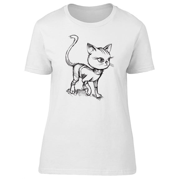 Cartoon Cat In A Sweater T-Shirt Women -Image by Shutterstock, Female Medium