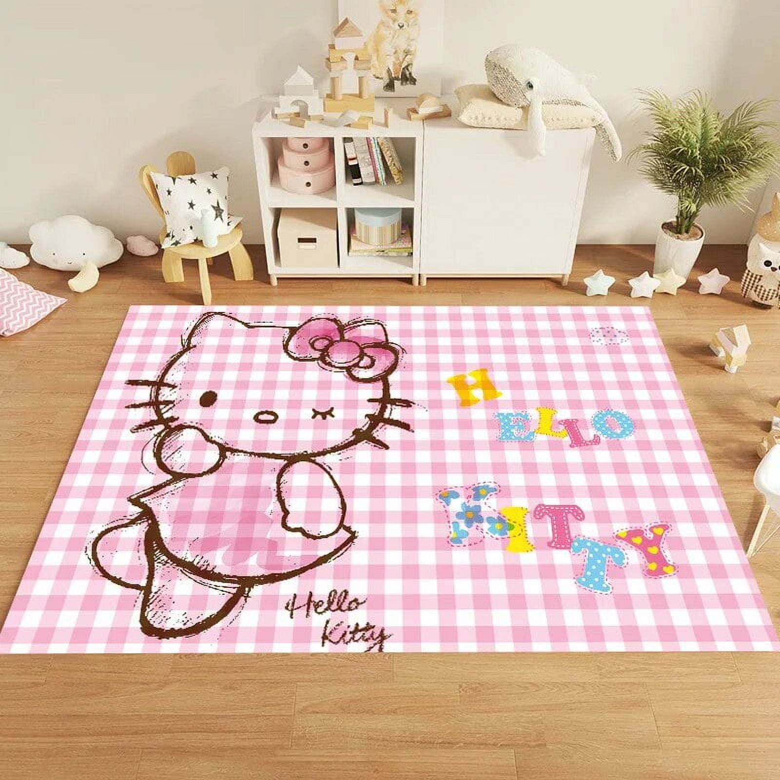 Cartoon Cat Kitty Girls Living Room Carpet Pink Girl Bedroom Bedside