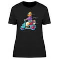 thumbnail image 1 of Cartoon Cat On A Scooter T-Shirt Women -Image by Shutterstock, Female XX-Large, 1 of 2