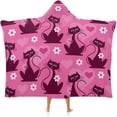 thumbnail image 1 of Cartoon Cat Pattern Wearable Blanket Hoodie Cloak Hooded Blankets Softest Warmth Throw Blanket for Girls Womens Kids, 1 of 6