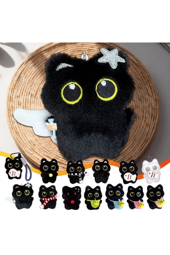 Cartoon Cat Plush Keychain - Ideal for Christmas & Valentine's Day Gifting/Decor, Big-eyed White Pendant Toy Doll, Hanging Ornament for Keys, Bags & Home Decor, Cute Soft Keyring, 3.15in, F