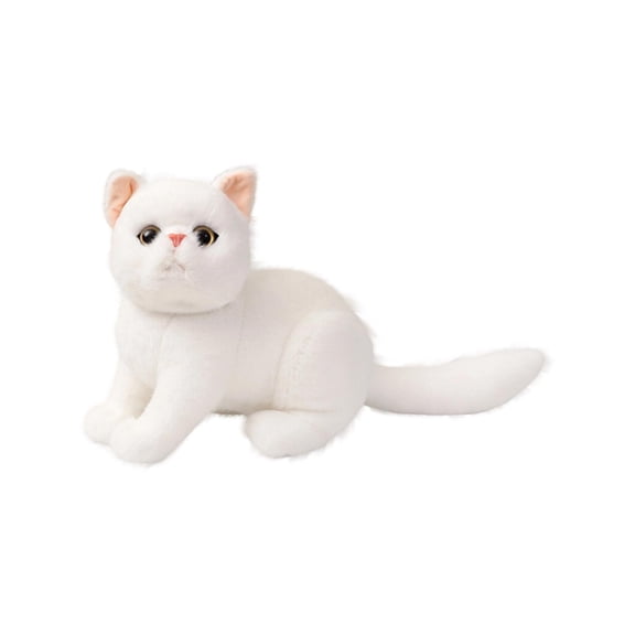 Cartoon Cat Plush Stuffed Animal (With Tag), 7.9in Soft Kitty Doll, Cute Furry Friend Toy, Collectible Kawaii Kitten White