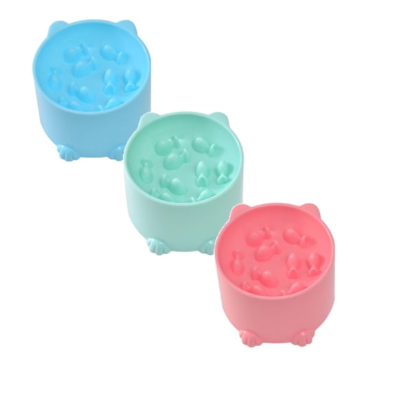 Cartoon Cat Shaped Elevated Slow Feeder Cat Bowl Anti Slip Raised Pet Food Dish, Appetite Control Feeding Vessel Matching Slow Feeder Dog And Dog Bowls For Fast Eaters