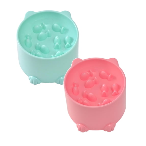 Cartoon Cat Shaped Elevated Slow Feeder Cat Bowl Anti Slip Raised Pet Food Dish, Appetite Control Feeding Vessel Matching Slow Feeder Dog And Dog Bowls For Fast Eaters