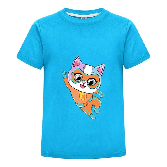 Cartoon Cat SuperKitties Shirt – Boys Girls Short Sleeve Summer Tee – Toddler Hero T-Shirt with Colorful Characters – Casual Kids Clothing – Birthday Gift