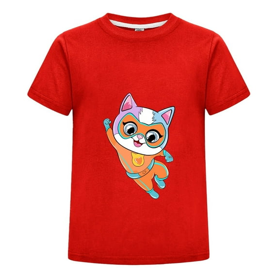 Cartoon Cat SuperKitties Shirt – Boys Girls Short Sleeve Summer Tee – Toddler Hero T-Shirt with Colorful Characters – Casual Kids Clothing – Birthday Gift