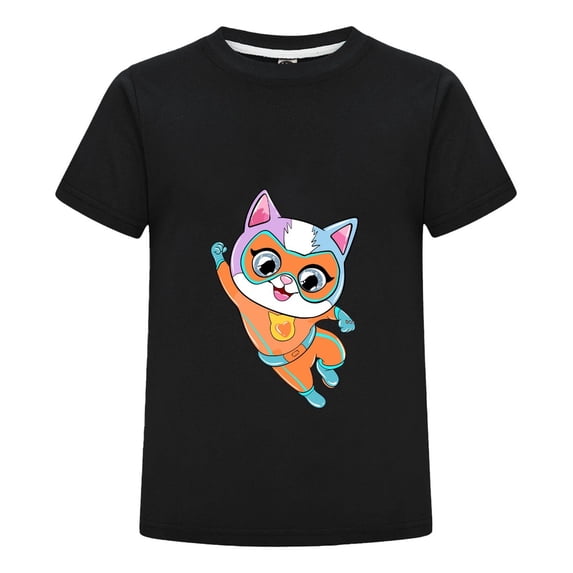 Cartoon Cat SuperKitties Shirt – Boys Girls Short Sleeve Summer Tee – Toddler Hero T-Shirt with Colorful Characters – Casual Kids Clothing – Birthday Gift