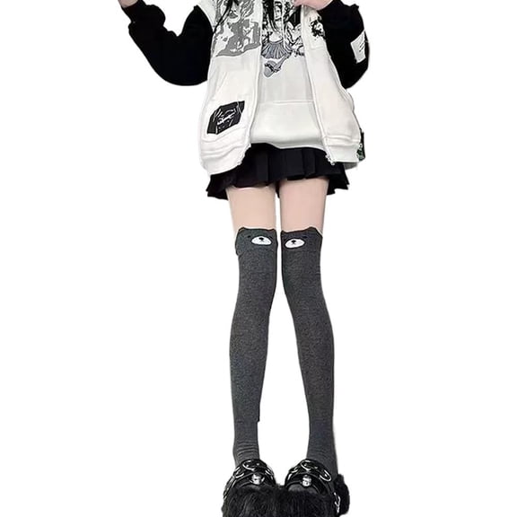 Cartoon Cat Thigh High Socks,Women Cute School Long Sockings,Sweet Animal Knee High Socks for Cosplay