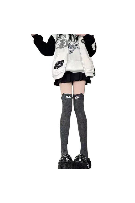 Cartoon Cat Thigh High Socks,Women Cute School Long Sockings,Sweet Animal Knee High Socks for Cosplay