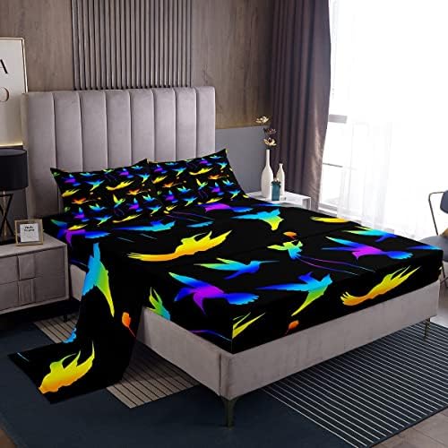 Cartoon Cat Twin Sheets for Girls Ombre Black Cat Bed Sheets Set for Kids Boys Teens Kawaii