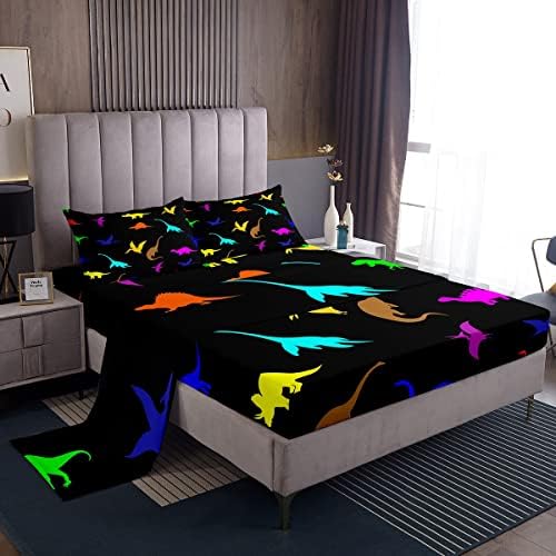 Cartoon Cat Twin Sheets for Girls Ombre Black Cat Bed Sheets Set for Kids Boys Teens Kawaii