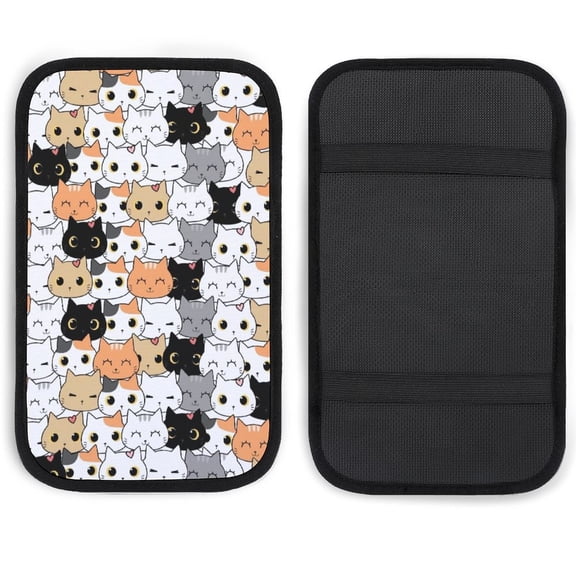 Cartoon Cat Universal Armrest Box Mat, Armrest Box Protector Center Console Cover Car Decoration Accessories