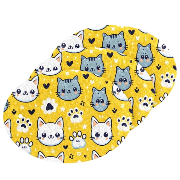 Cartoon Cat and Paw Cellulose Cleaning Sponge Set 3 Pack Compressed Kitchen Scrubber for Dishes