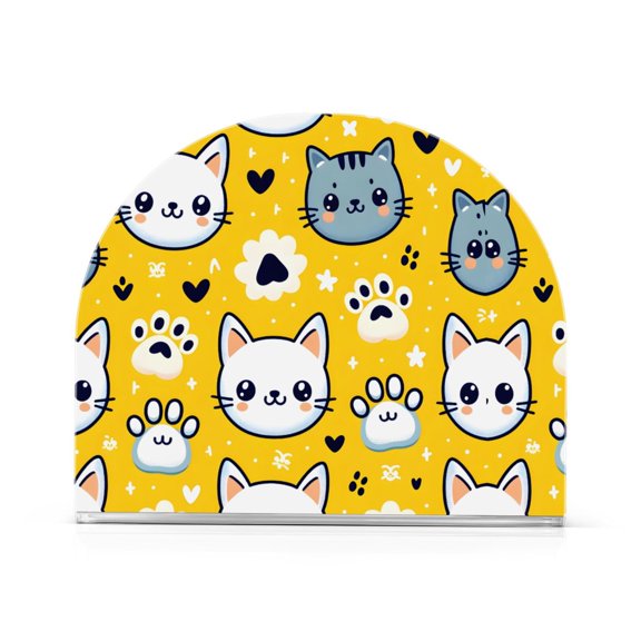 Cartoon Cat and Paw Napkin Holder Acrylic Napkin Dispenser Clear Modern Tabletop for Kitchen Counter