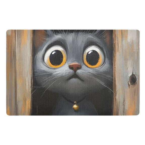 Cartoon Cat with Big Eyes Floor Door Mat Outdoor Indoor for Home Entrance Welcome Mats 32"x20"
