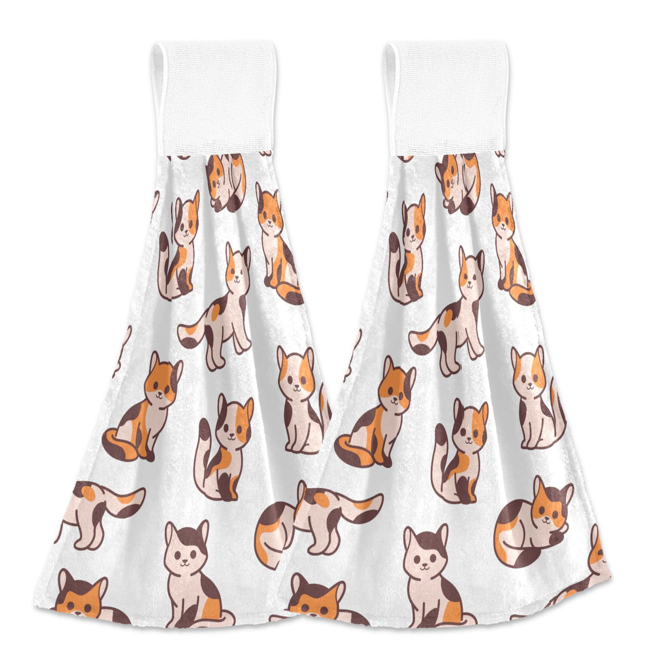 Cartoon Cats 2pcs Bathroom Hanging Towels Velcro Soft Hand Towel cartoon-cats-2pcs-bathroom-hanging-towels-velcro-soft-hand-towel
