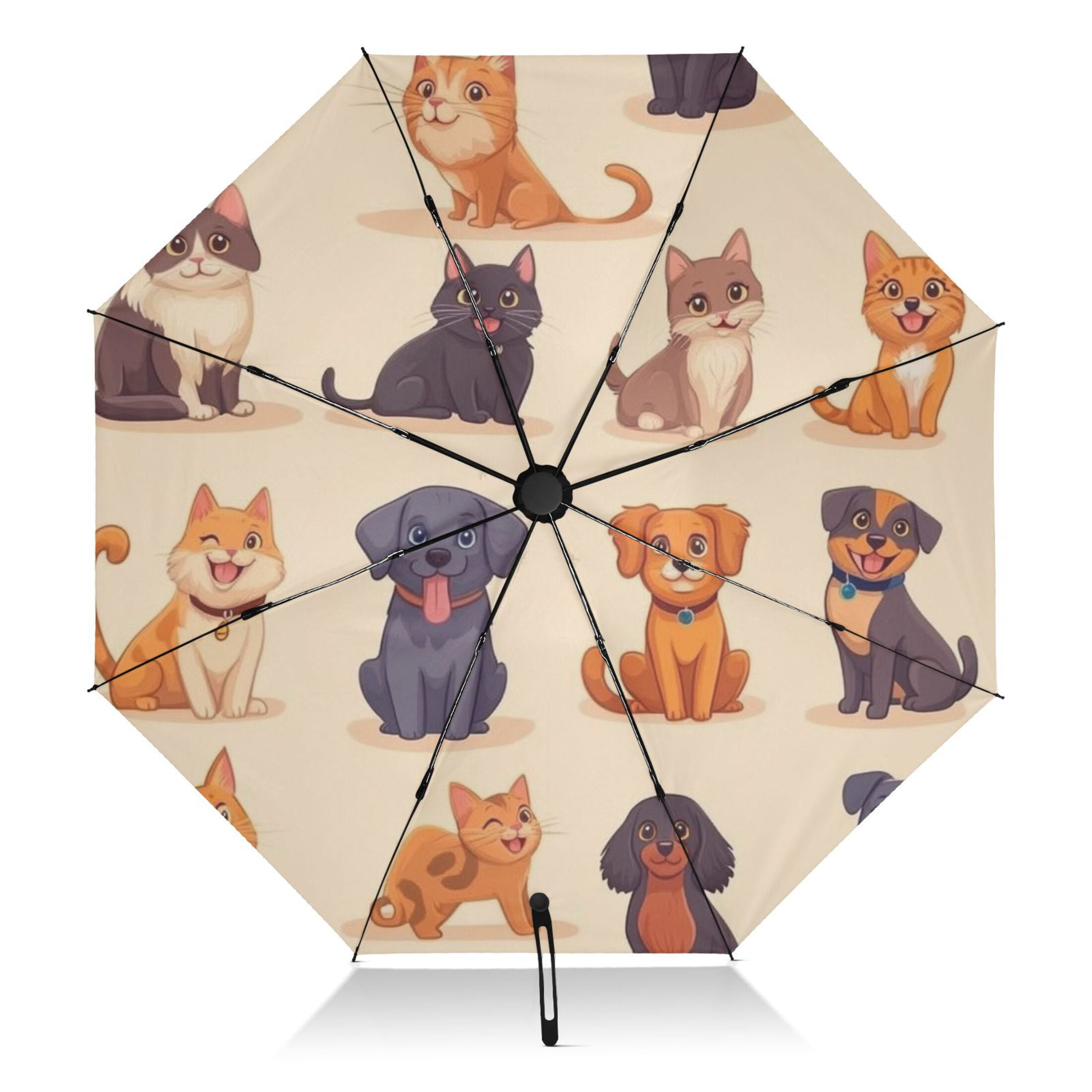 Cartoon Cats and Dogs Pattern Extra Large Automatic Umbrella, UV Protection, Waterproof, Auto Open and Close
