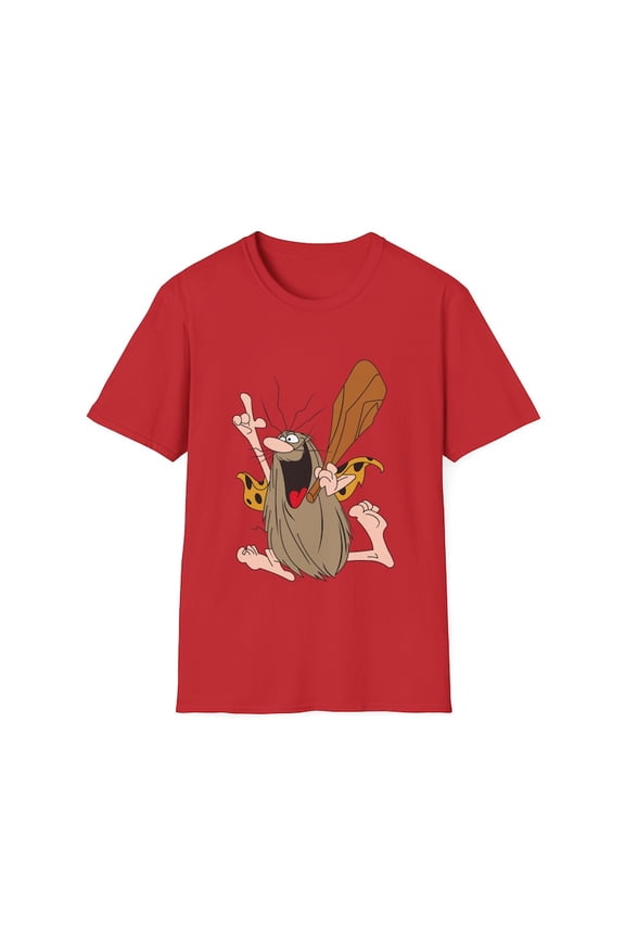 Cartoon Caveman Graphic T-Shirt Funny Stone Age Character Tee Retro Vintage Caveman Shirt Unisex Cotton Gift for Men Women